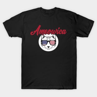 Ameowica Funny Cat American Meow Kitty Cute Kitten T-Shirt